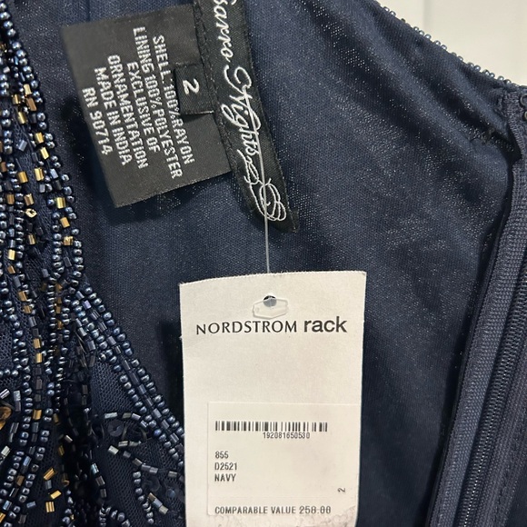 NWT Pisarro Nights Beaded Bodice A-Line Gown - Navy, Size 2 - Picture 7 of 7